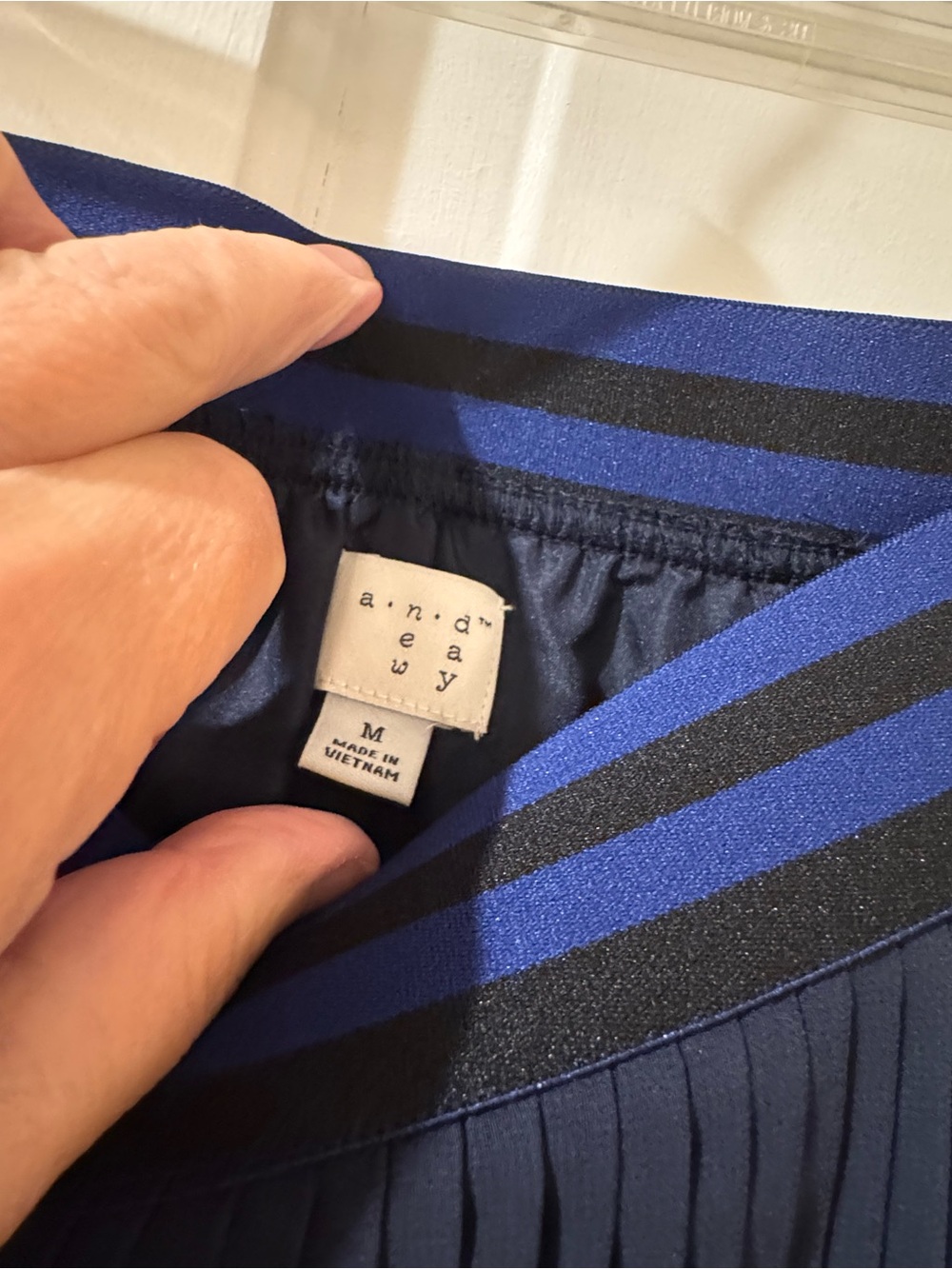 a new day Navy Blue Pleated Midi Skirt with Striped Waistband - Picture 3 of 3
